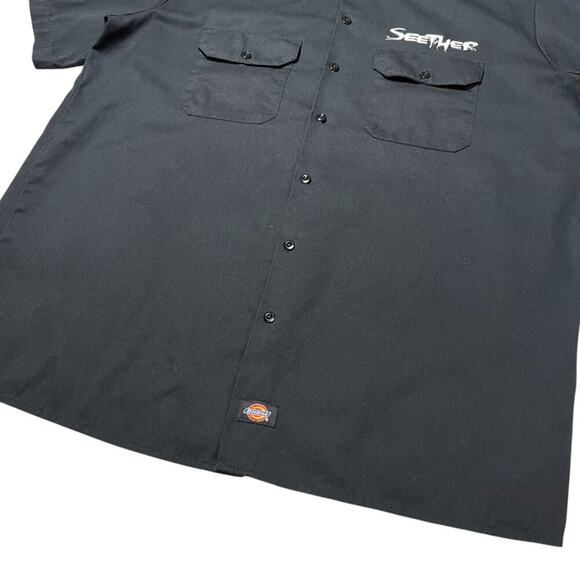 Dickies Seether Skeleton Finger Button Up Short Sleeve Shirt SIZE XL Black - Picture 8 of 10